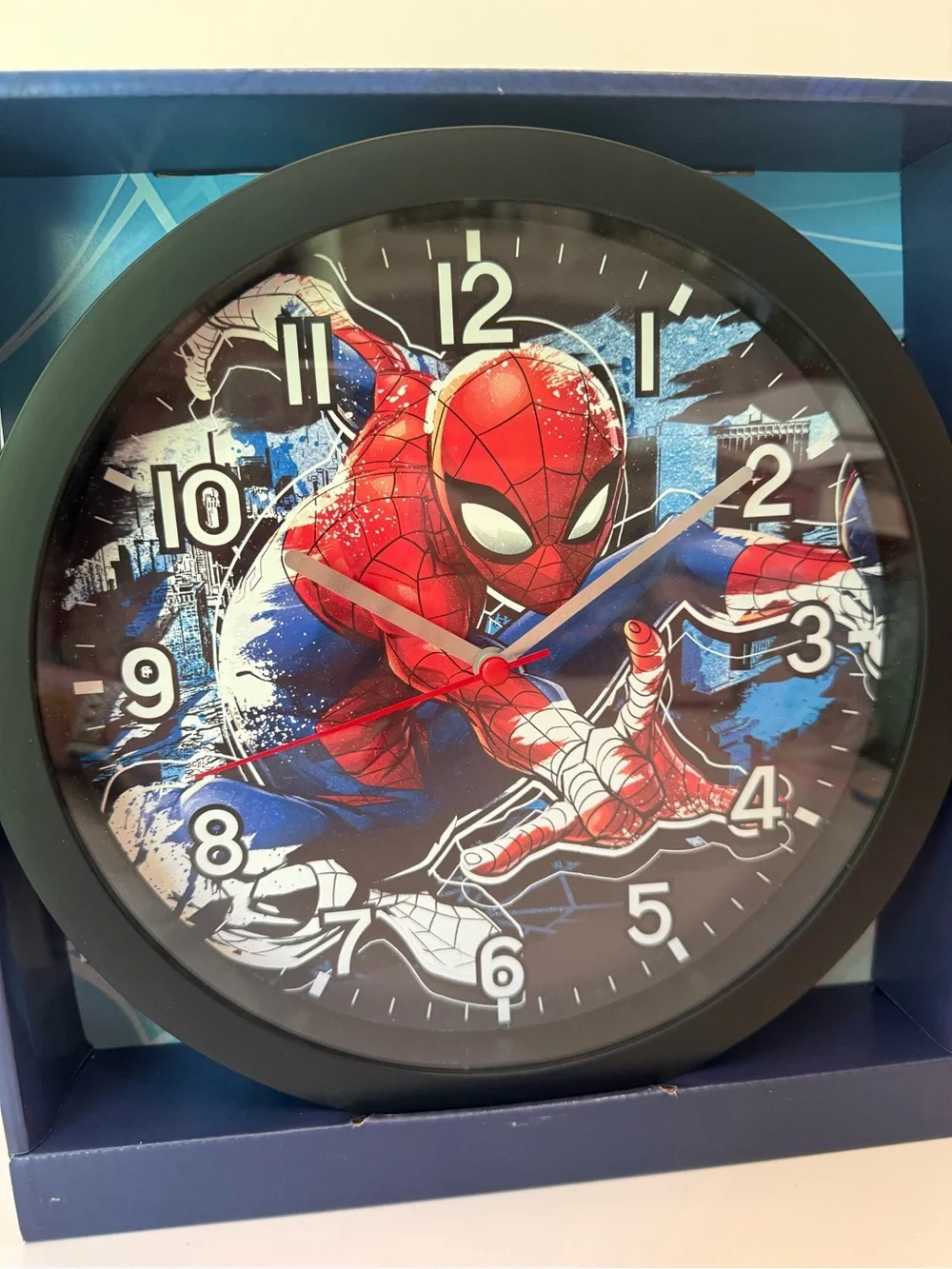 NIB Spider-Man Red & Blue Wall Clock Battery Operated